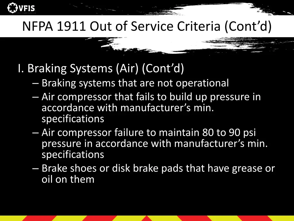 nfpa 1911 out of service criteria cont d 9