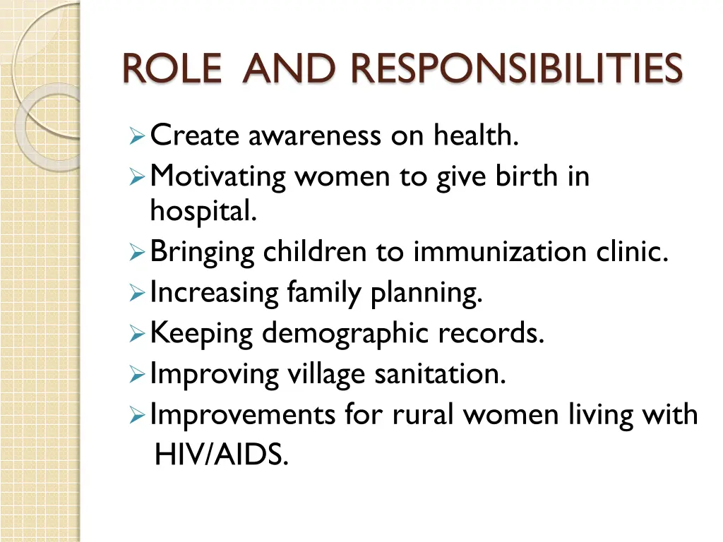 role and responsibilities