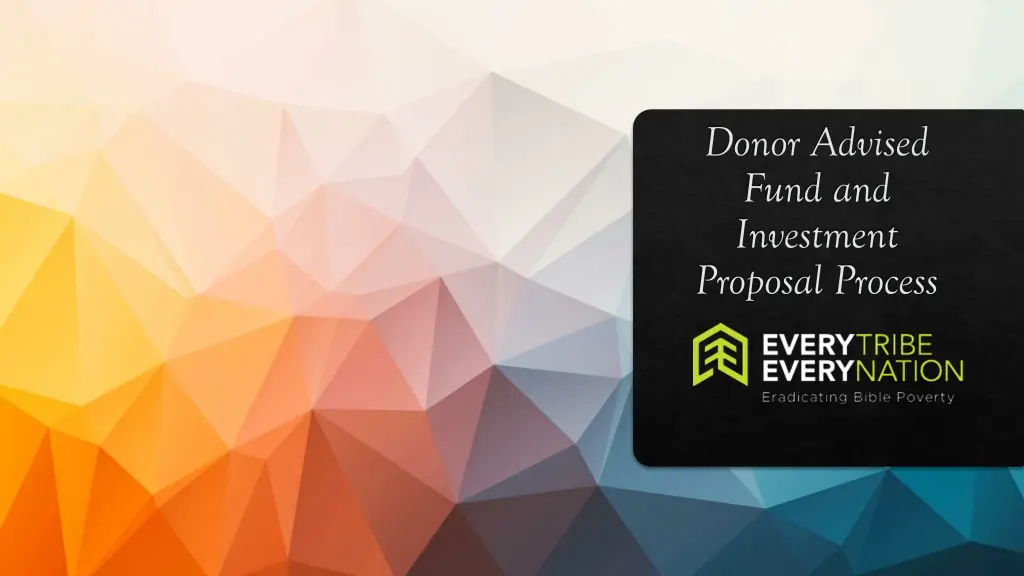 donor advised fund and investment proposal process