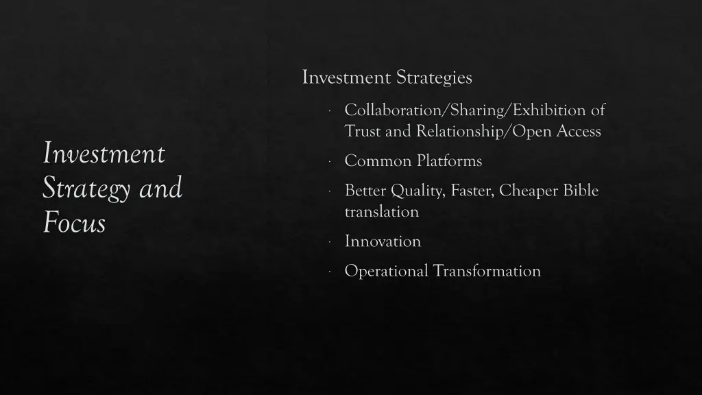 investment strategies