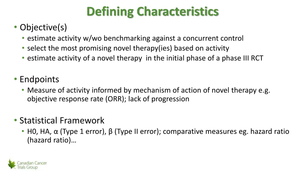 defining characteristics