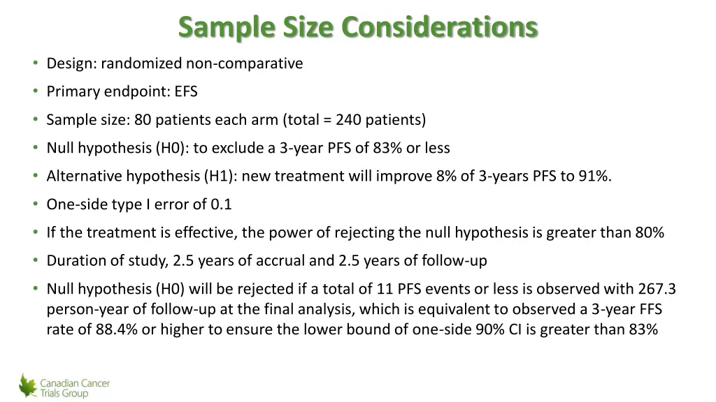 sample size considerations