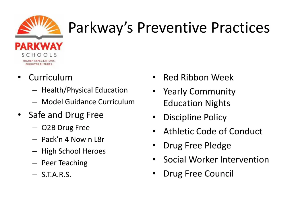 parkway s preventive practices