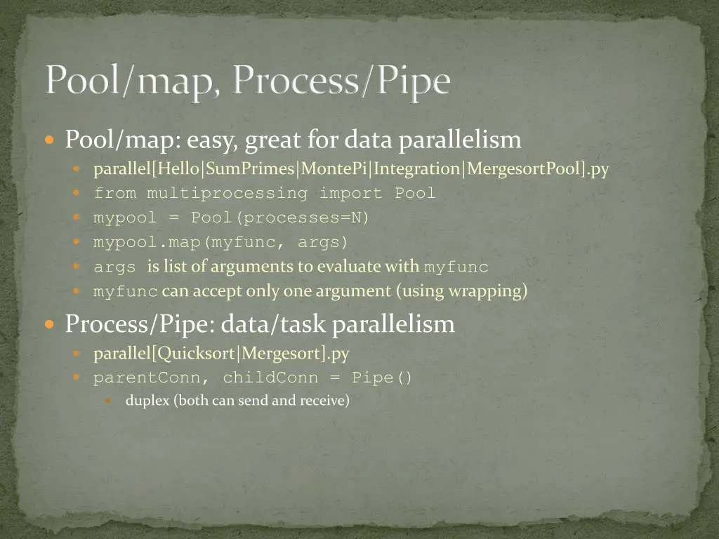 pool map process pipe