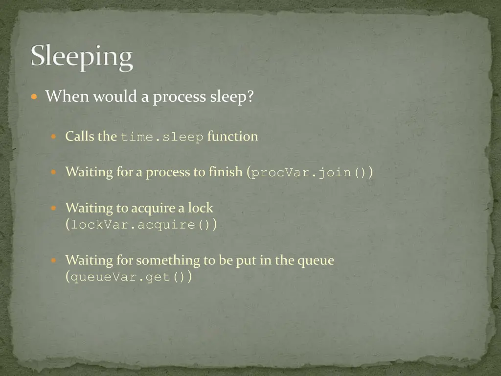 sleeping