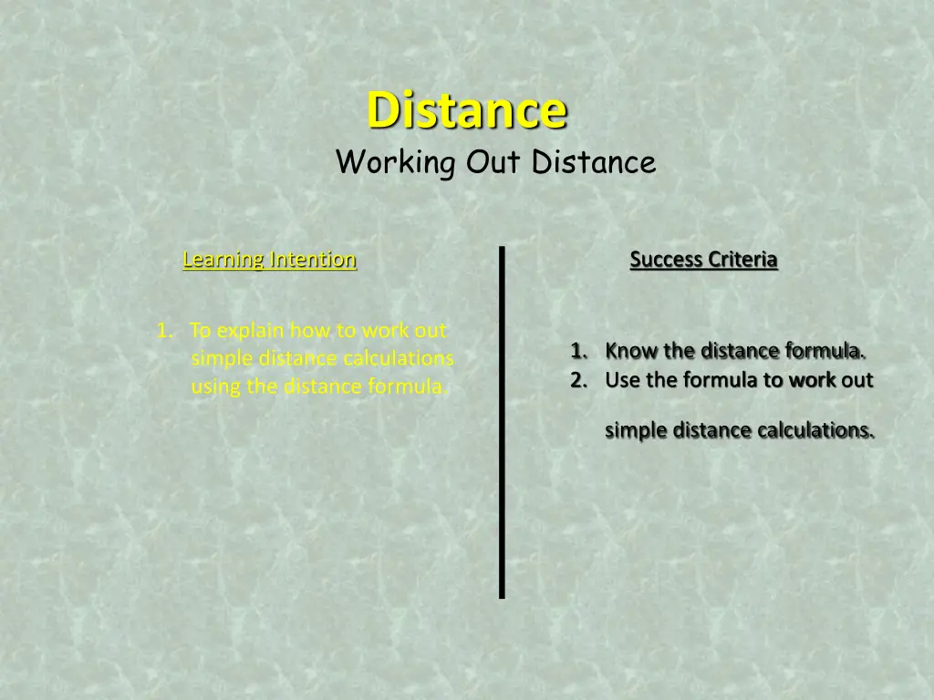 distance working out distance