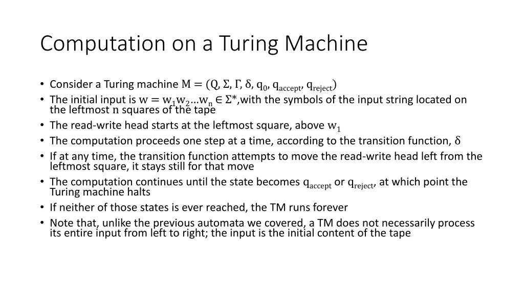 computation on a turing machine