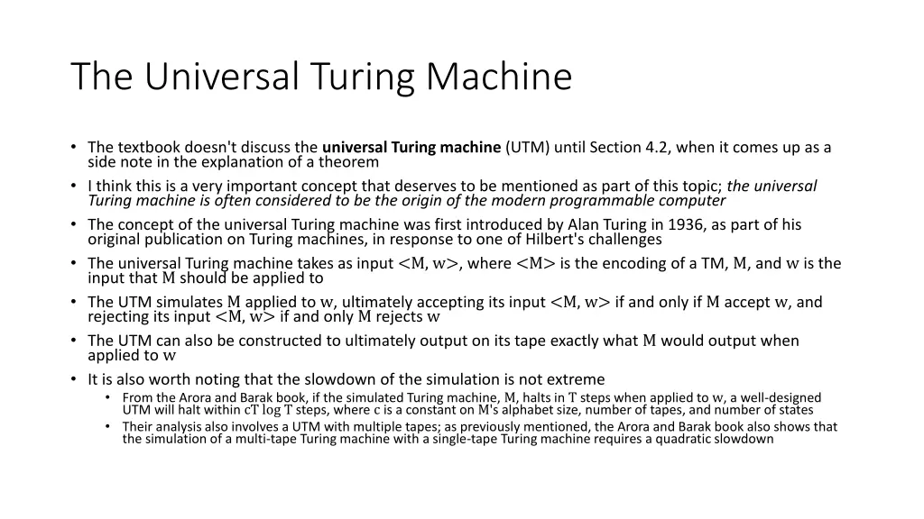 the universal turing machine