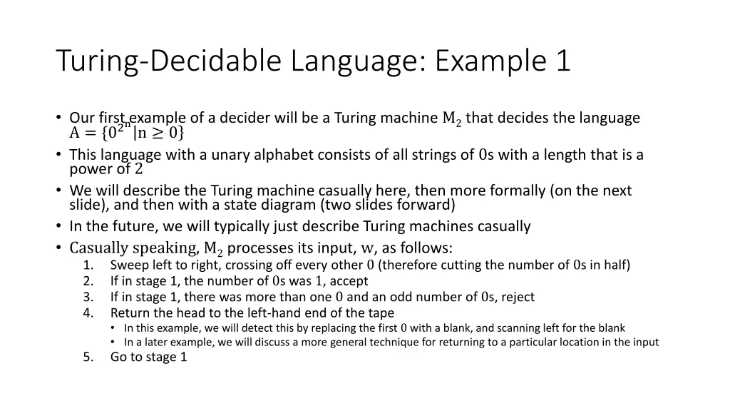 turing decidable language example 1