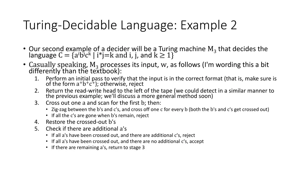 turing decidable language example 2