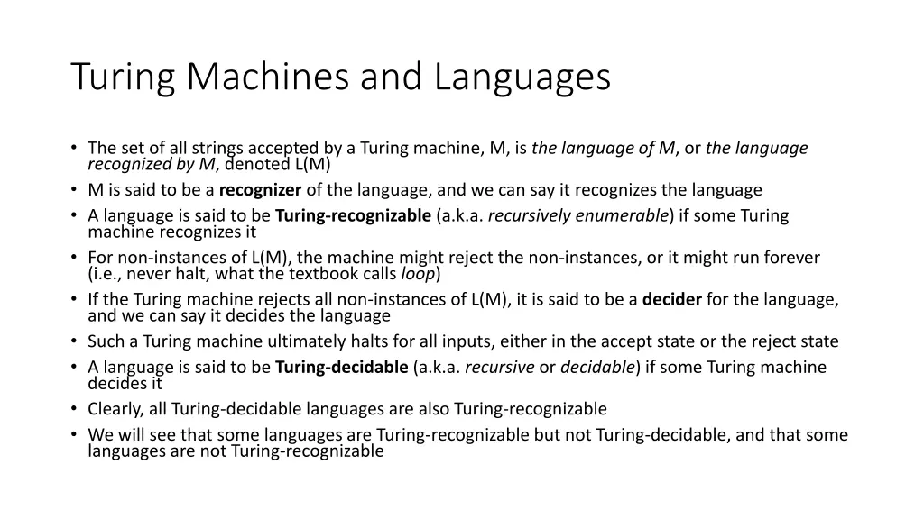 turing machines and languages