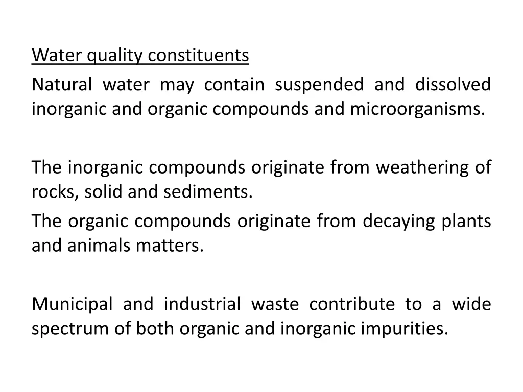 water quality constituents natural water