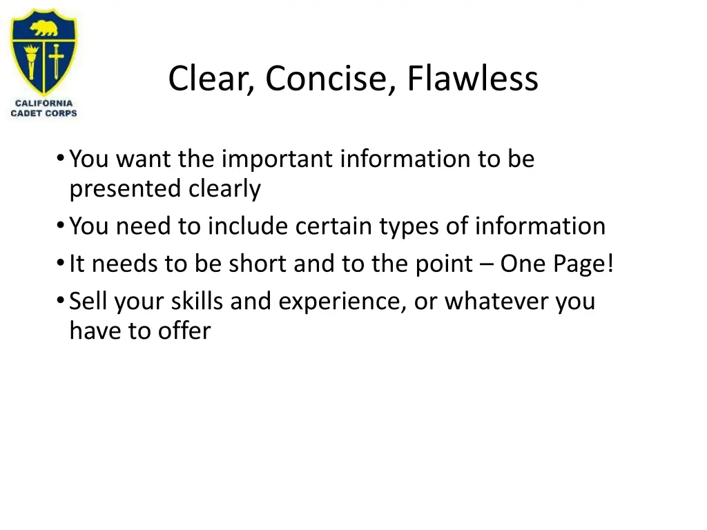 clear concise flawless
