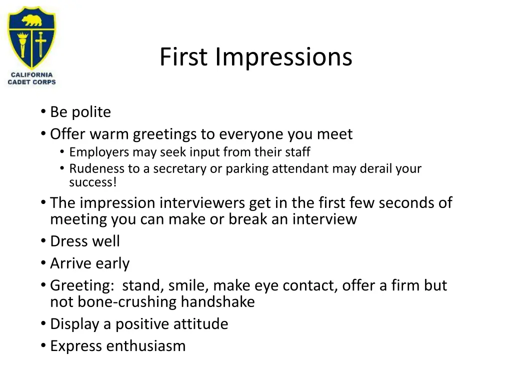 first impressions