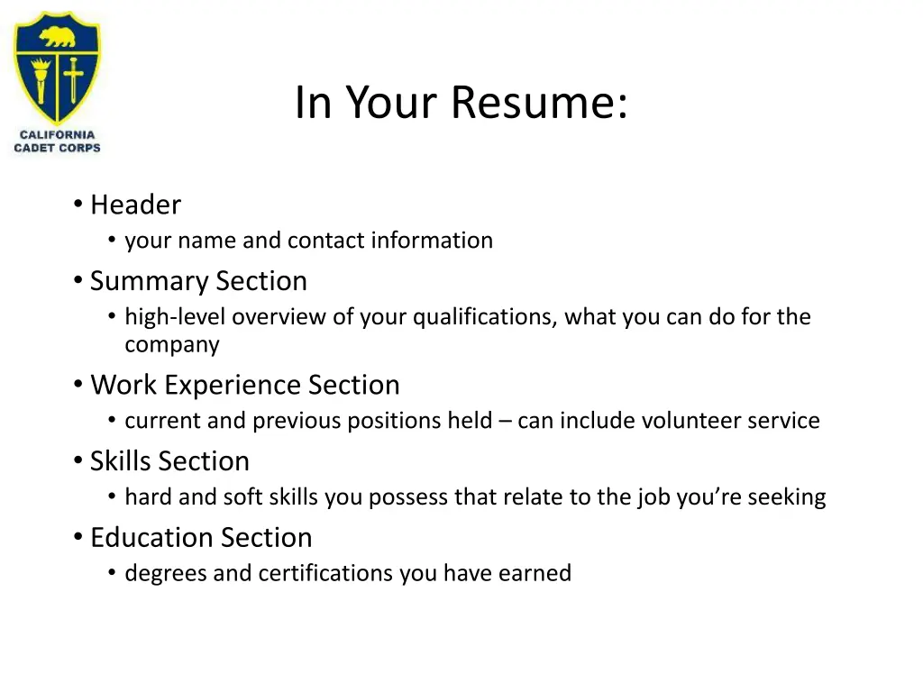 in your resume