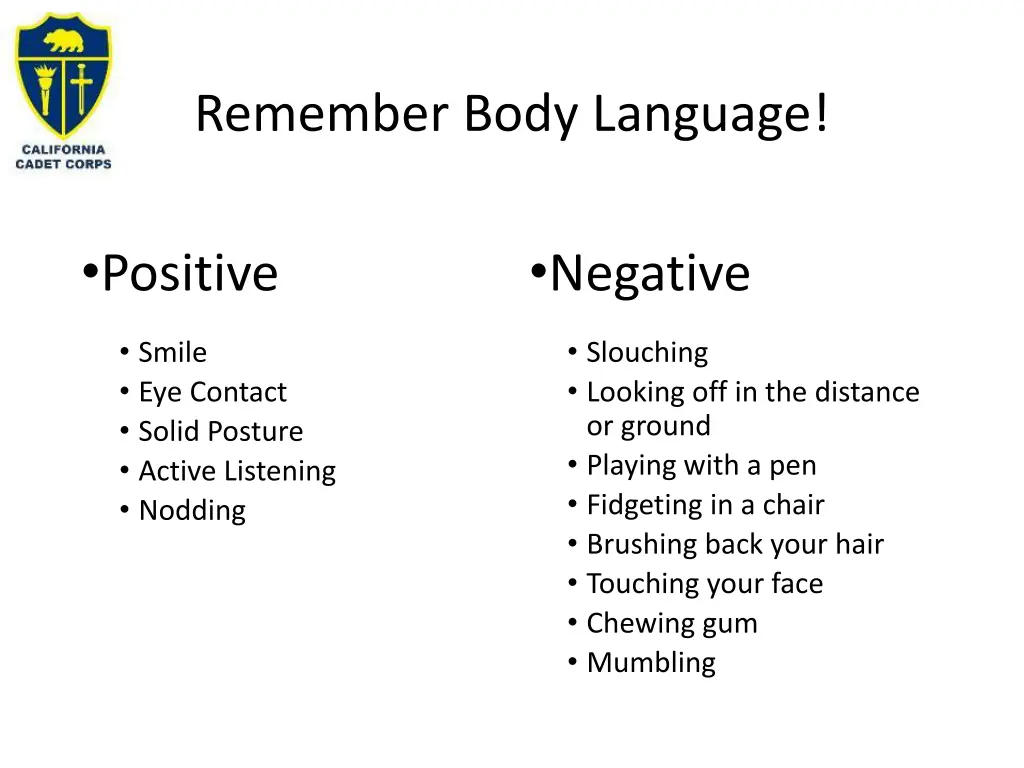 remember body language