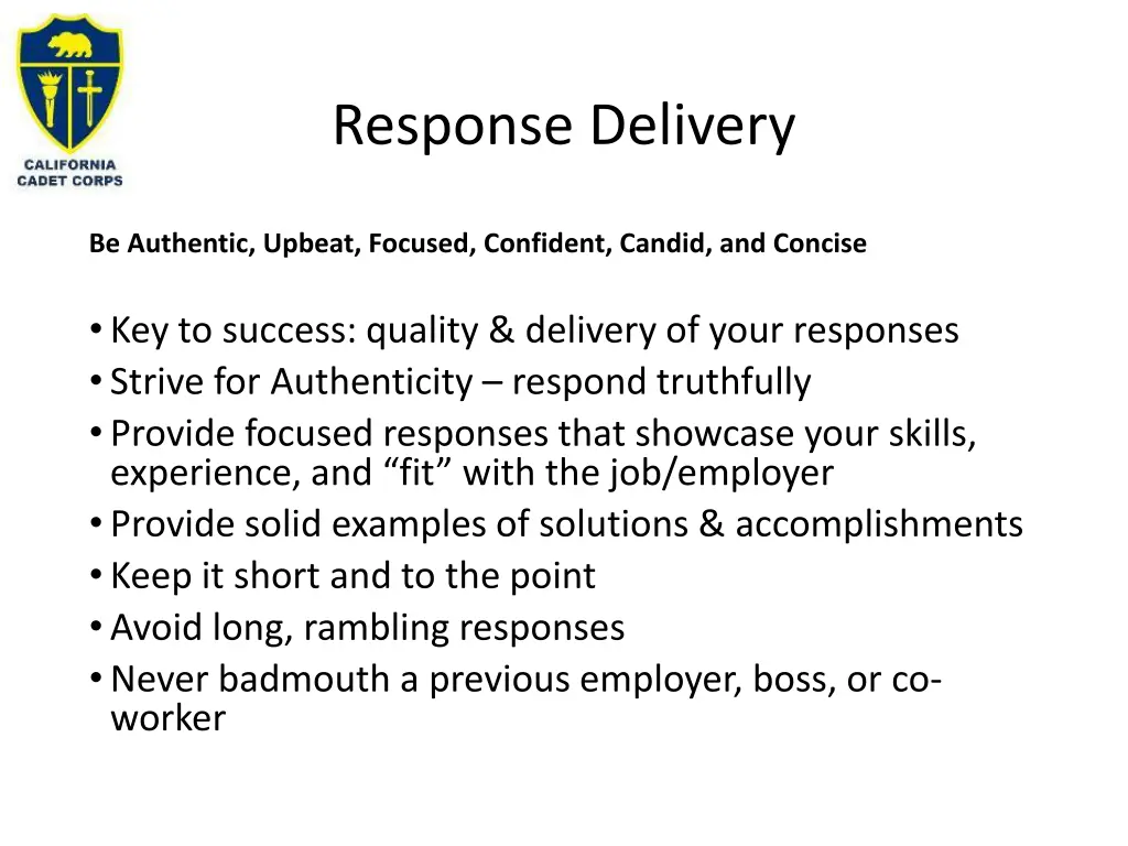 response delivery