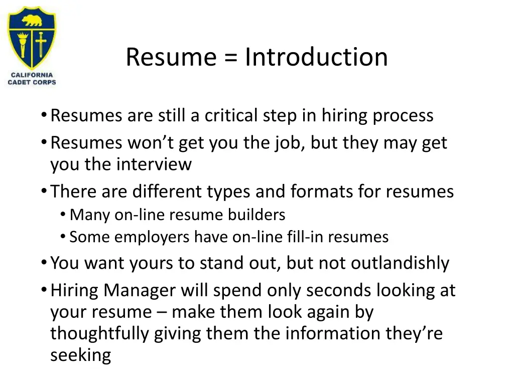 resume introduction