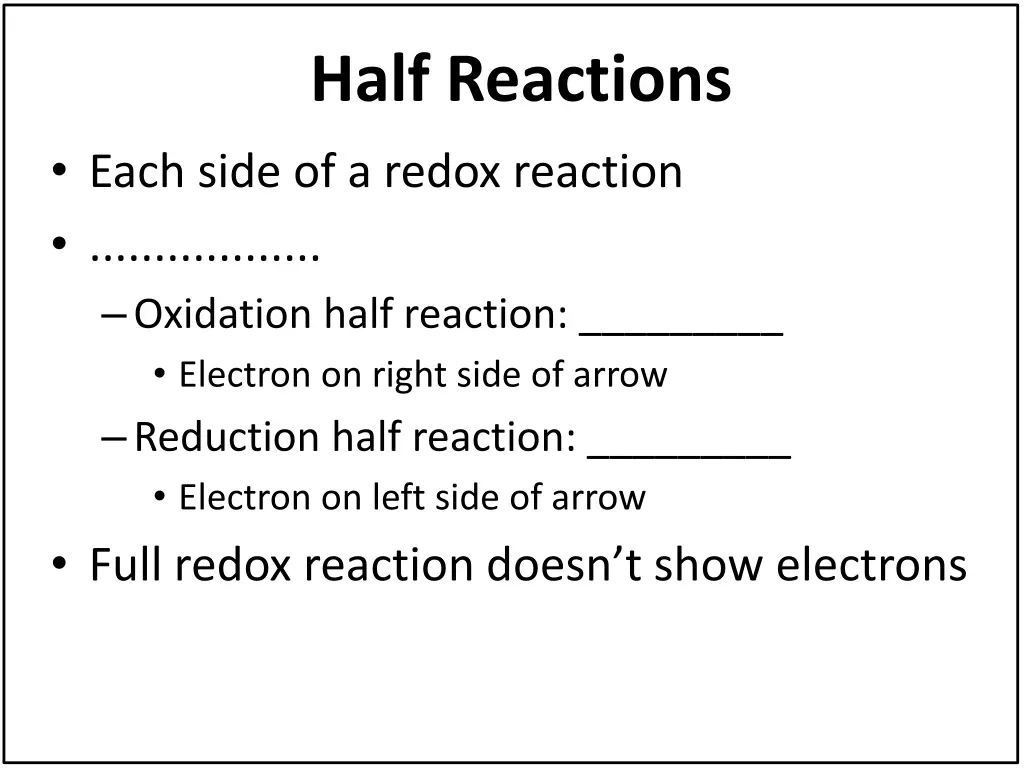 half reactions