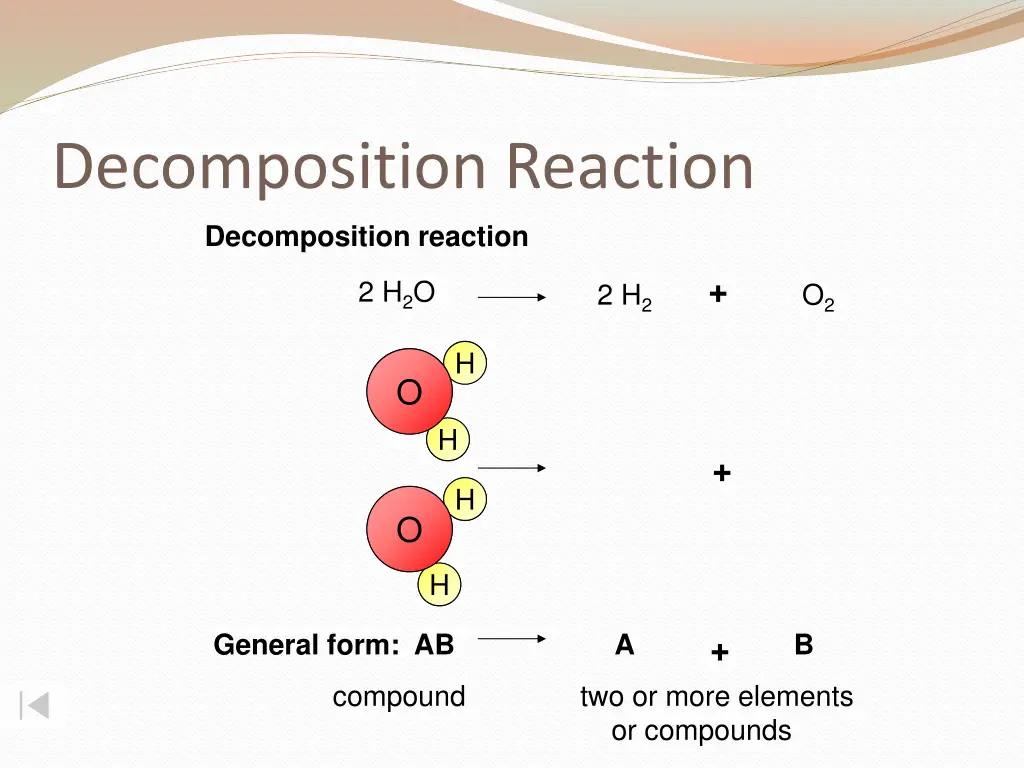 decomposition reaction decomposition reaction