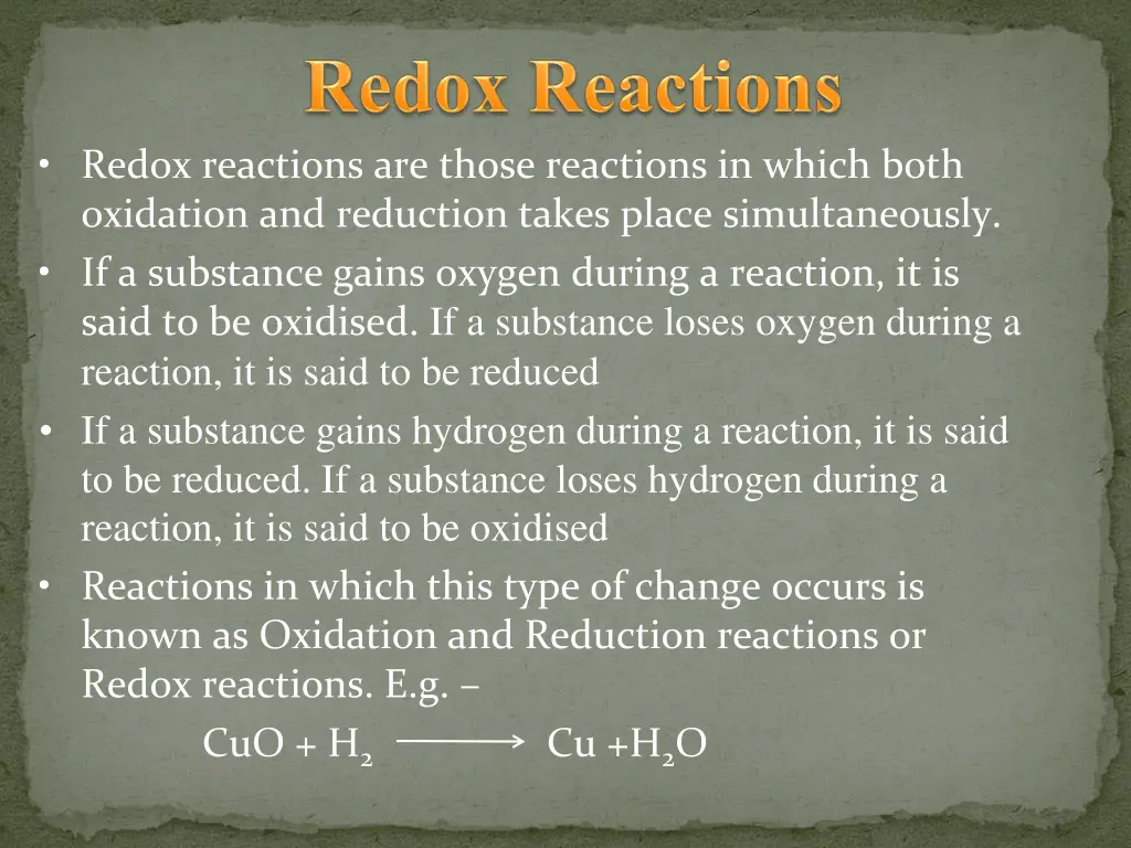 redox reactions are those reactions in which both