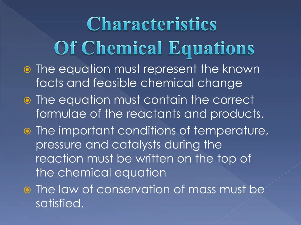 the equation must represent the known facts