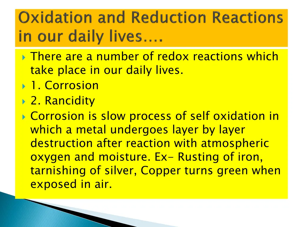 there are a number of redox reactions which take