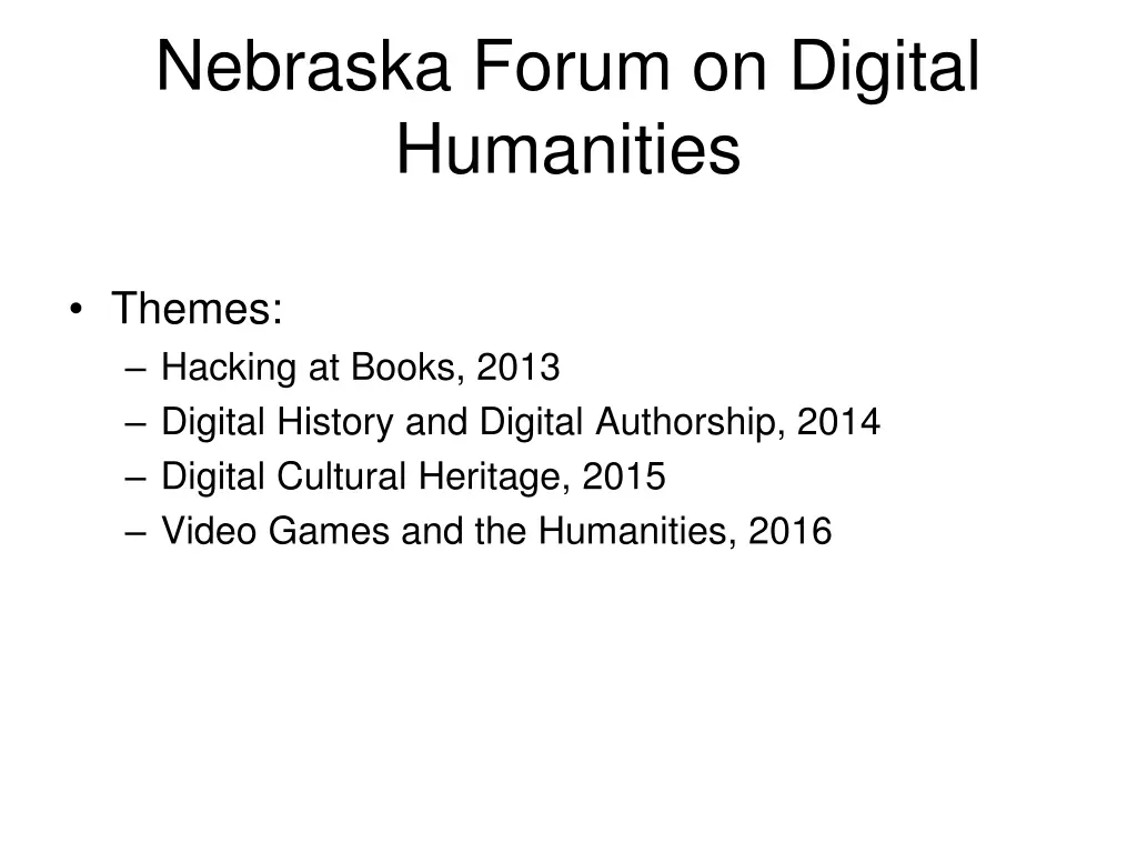 nebraska forum on digital humanities