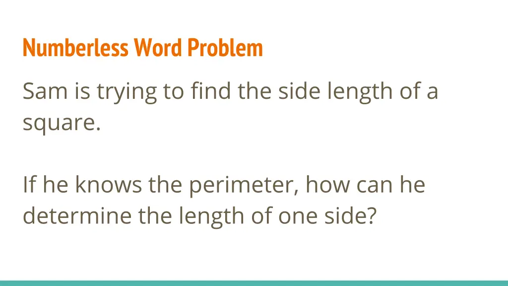 numberless word problem