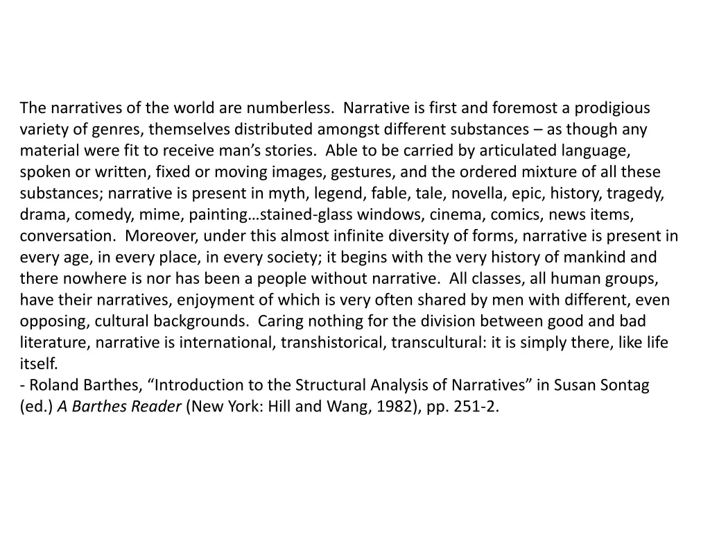 the narratives of the world are numberless