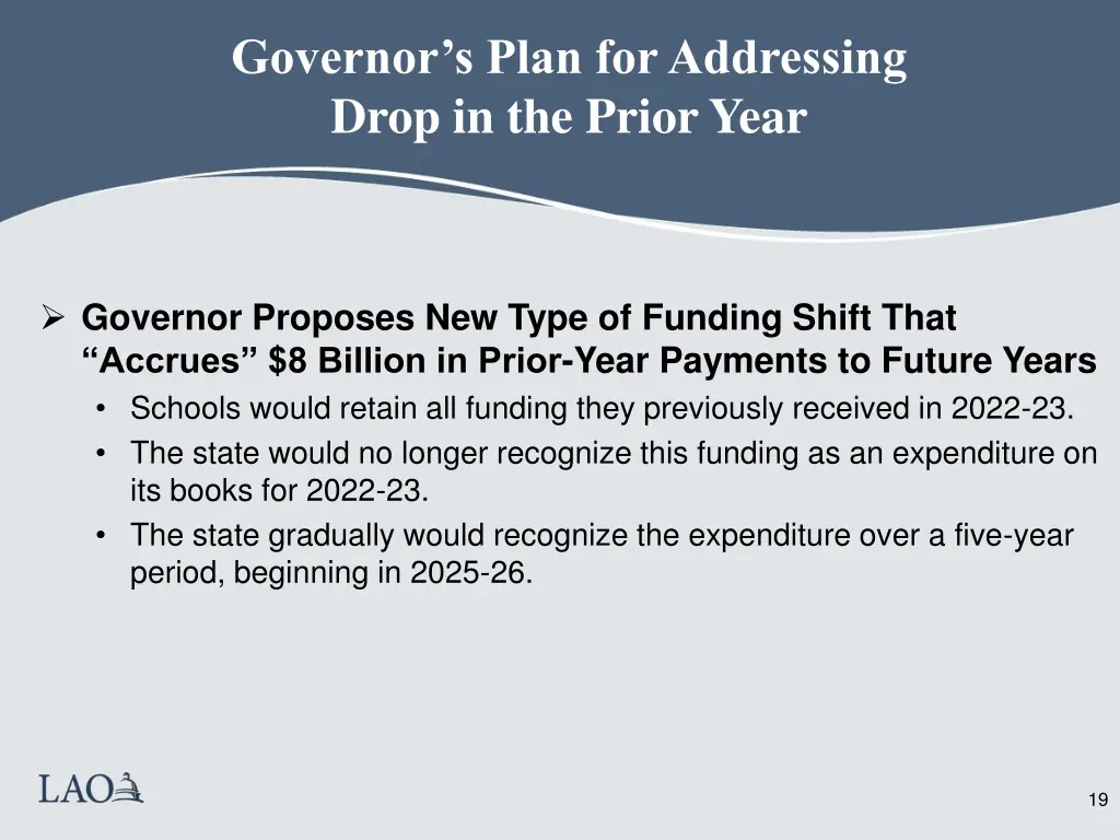 governor s plan for addressing drop in the prior