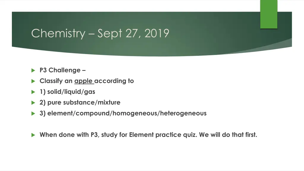 chemistry sept 27 2019
