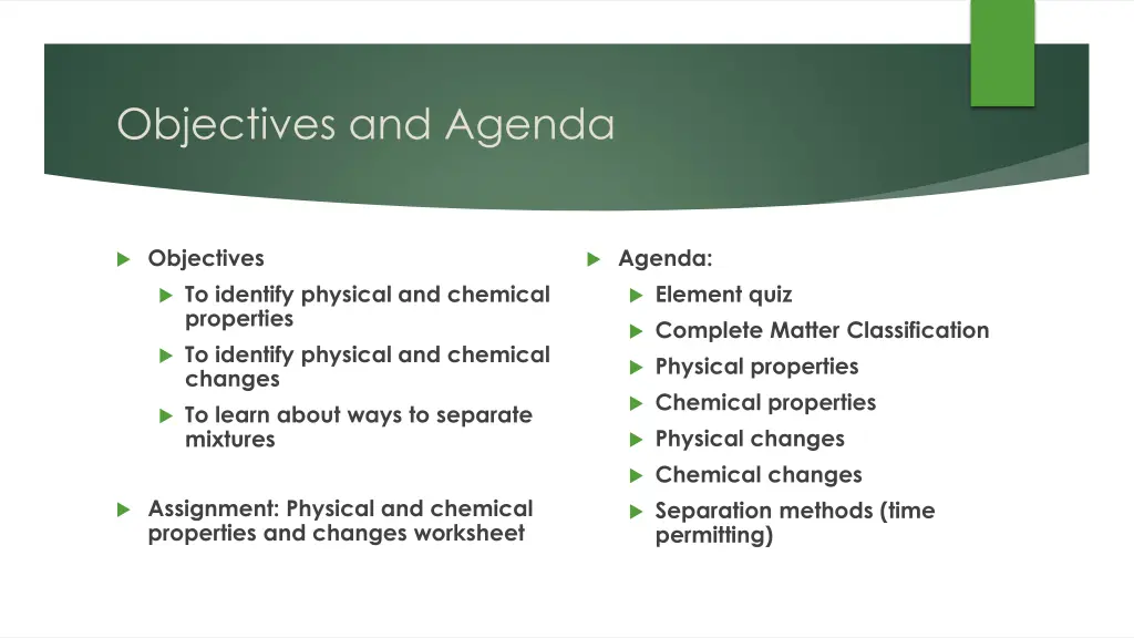 objectives and agenda