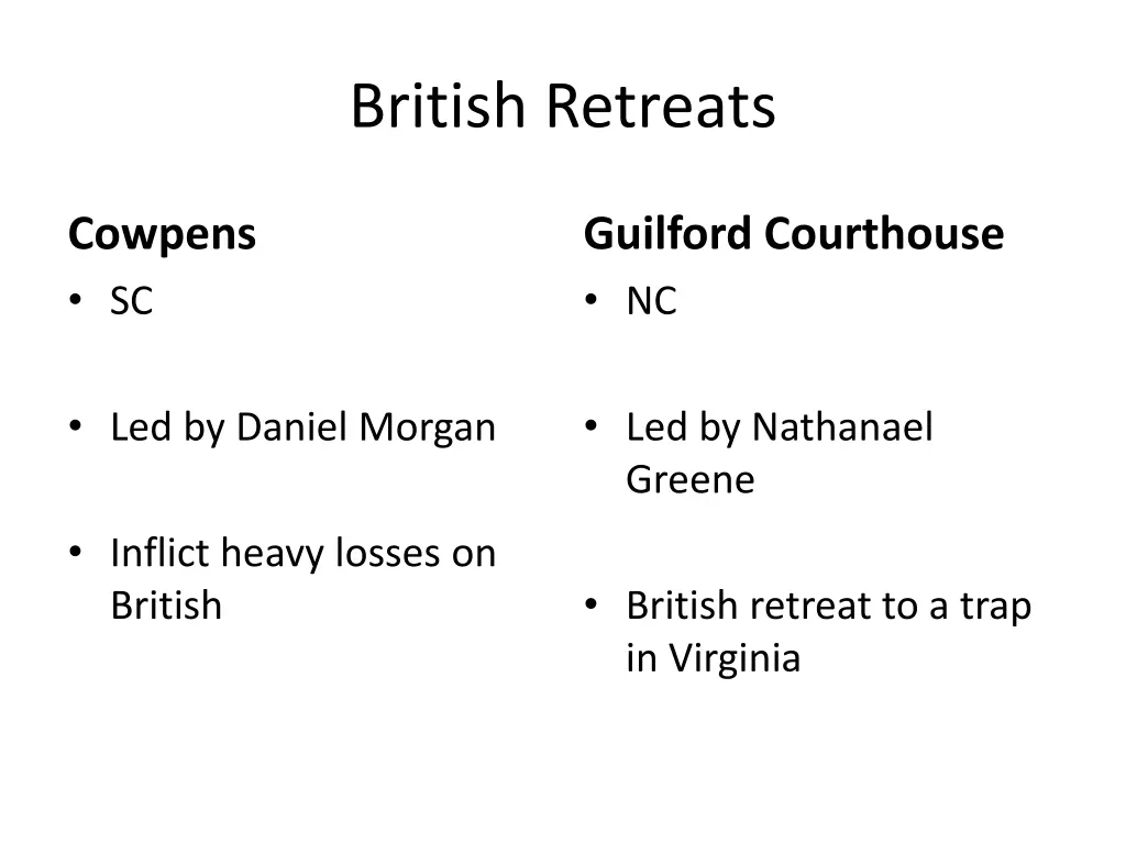british retreats