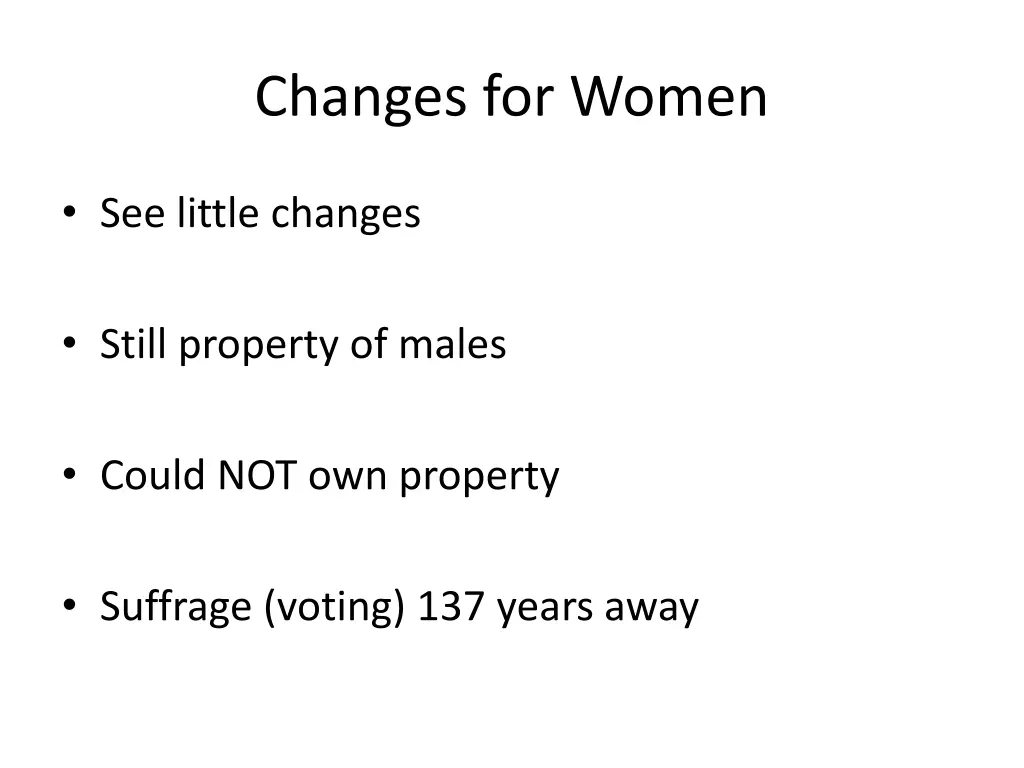 changes for women