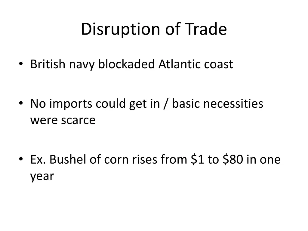 disruption of trade