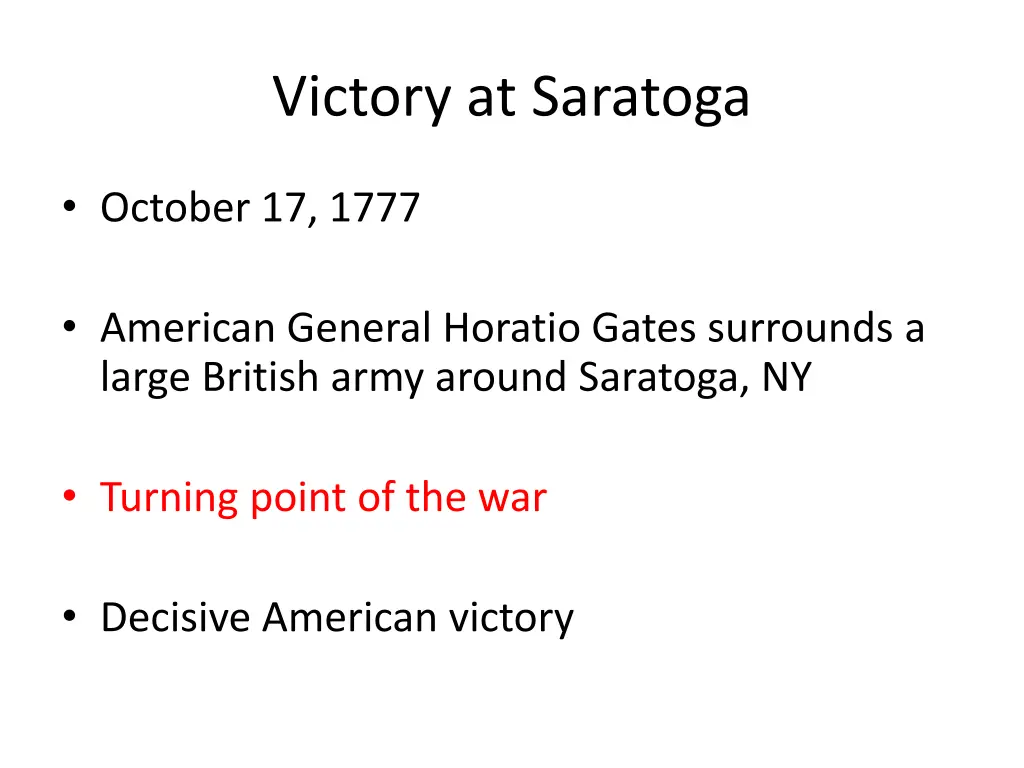 victory at saratoga