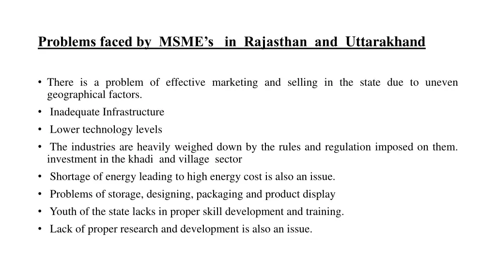 problems faced by msme s in rajasthan