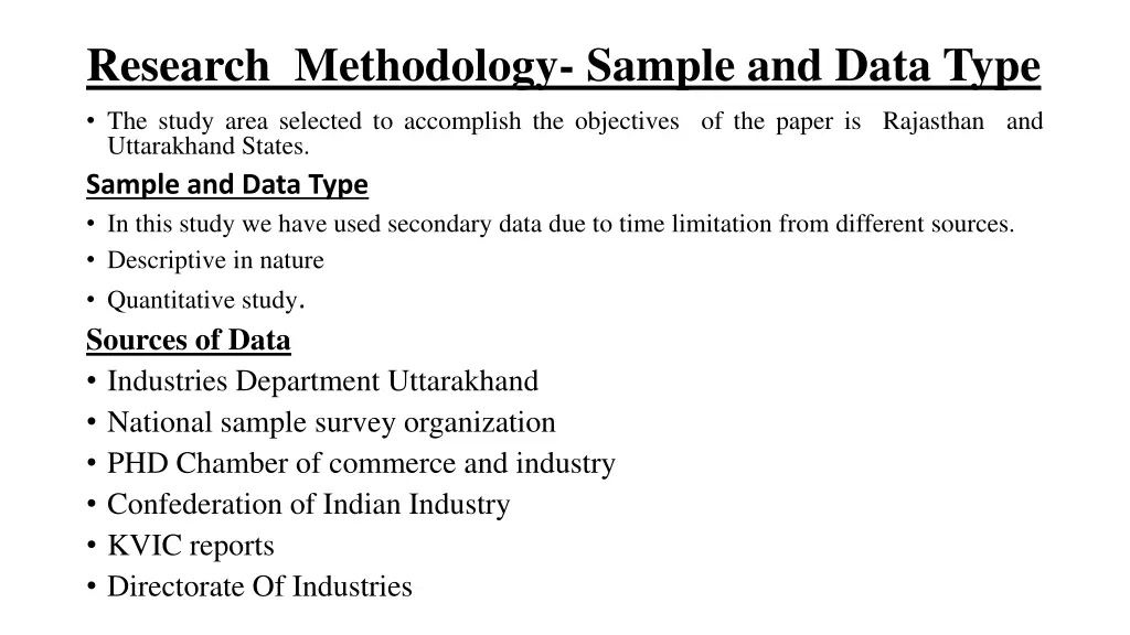 research methodology sample and data type