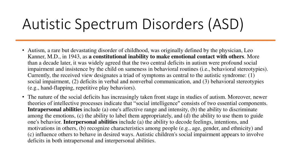 autistic spectrum disorders asd