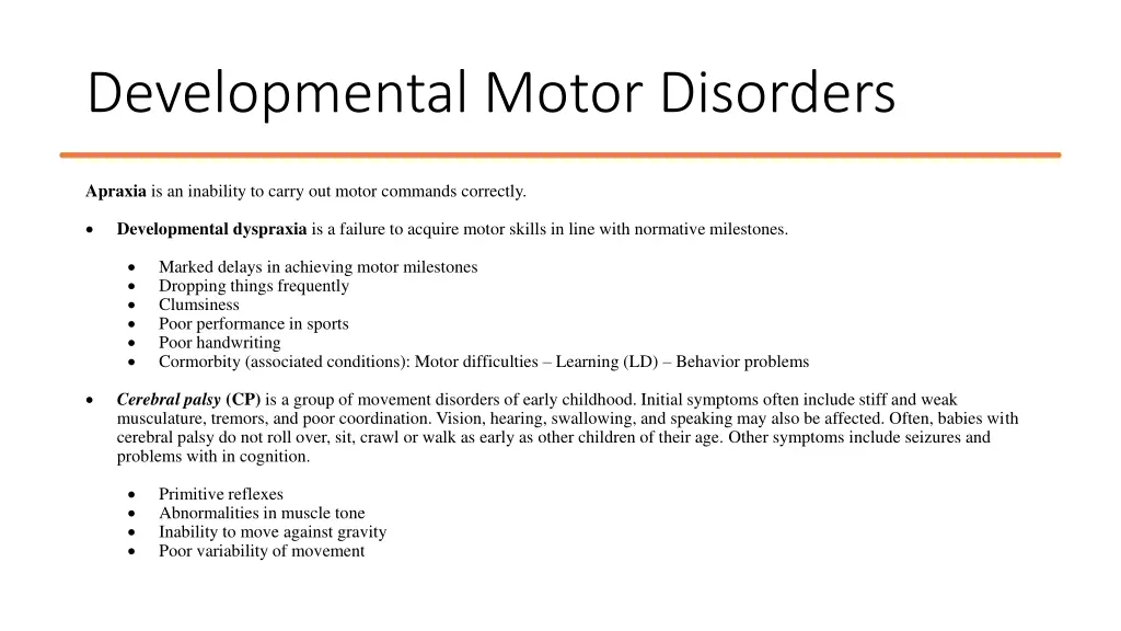 developmental motor disorders