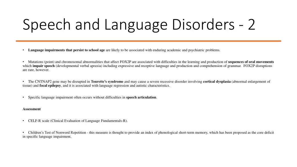 speech and language disorders 2