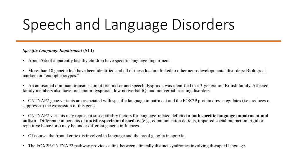 speech and language disorders