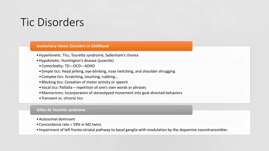 tic disorders
