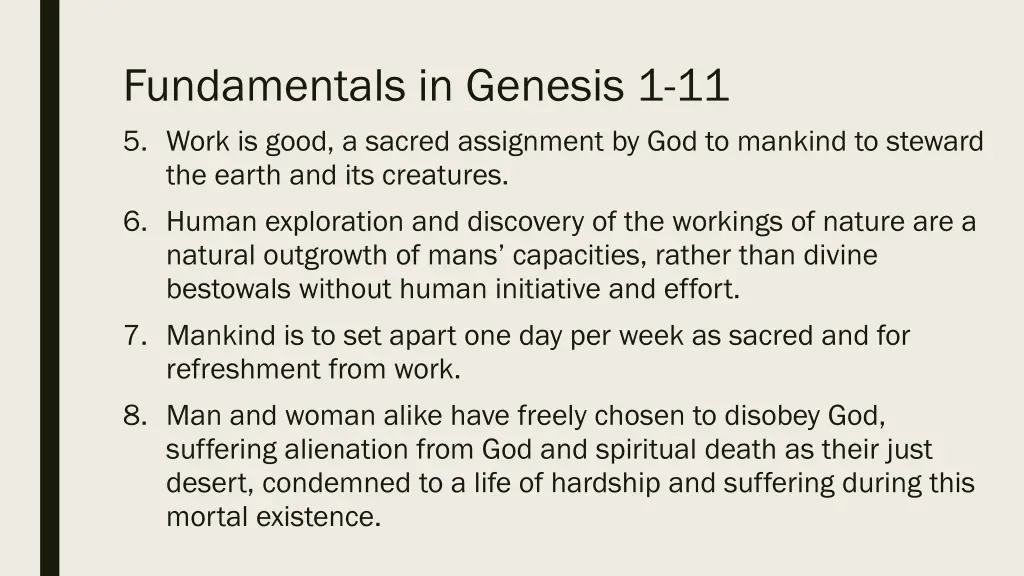 fundamentals in genesis 1 11 5 work is good