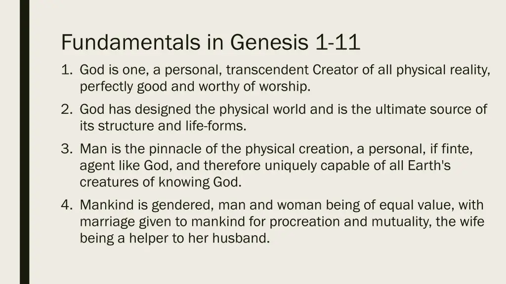 fundamentals in genesis