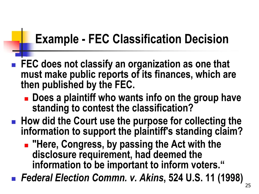 example fec classification decision