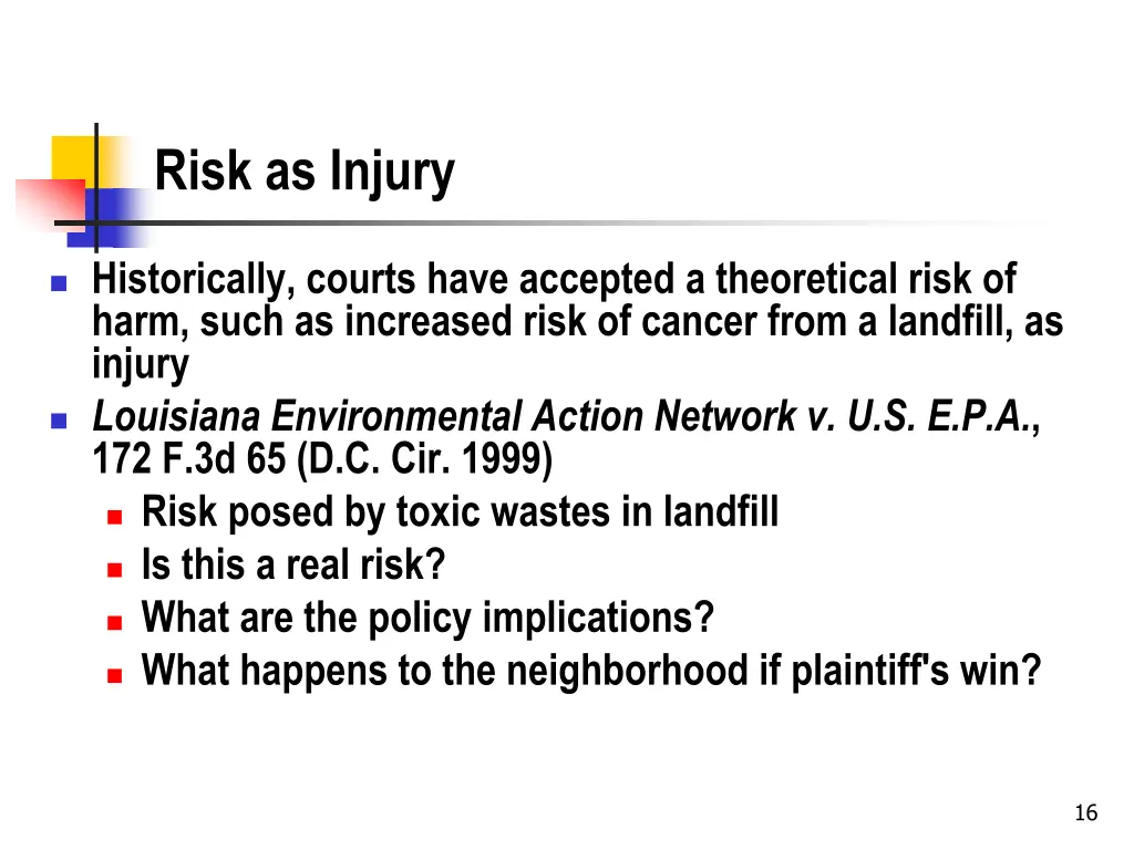 risk as injury