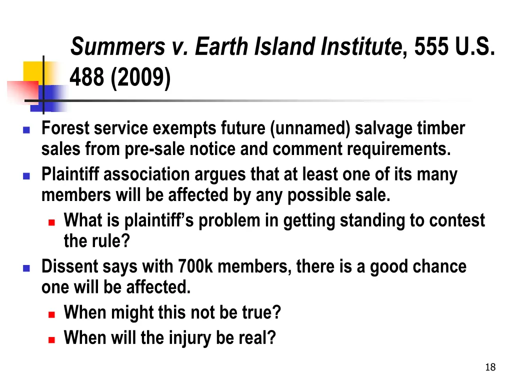 summers v earth island institute 555 u s 488 2009