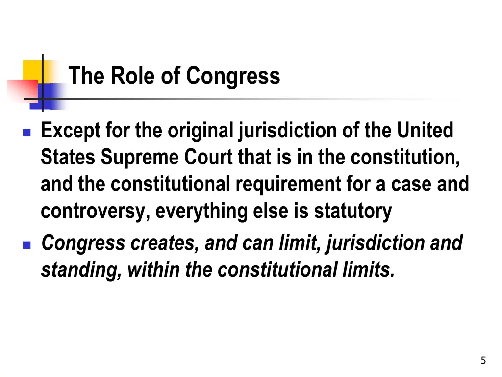 the role of congress